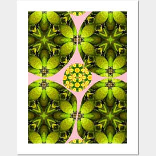 A pattern using fresh green and yellow tangerines. Posters and Art